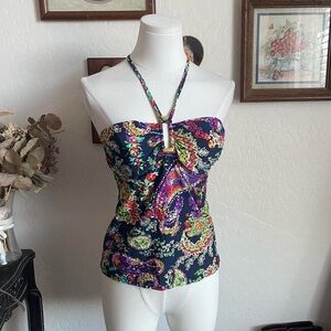 Ralph Lauren Paisley Halter Tankini Swim Top